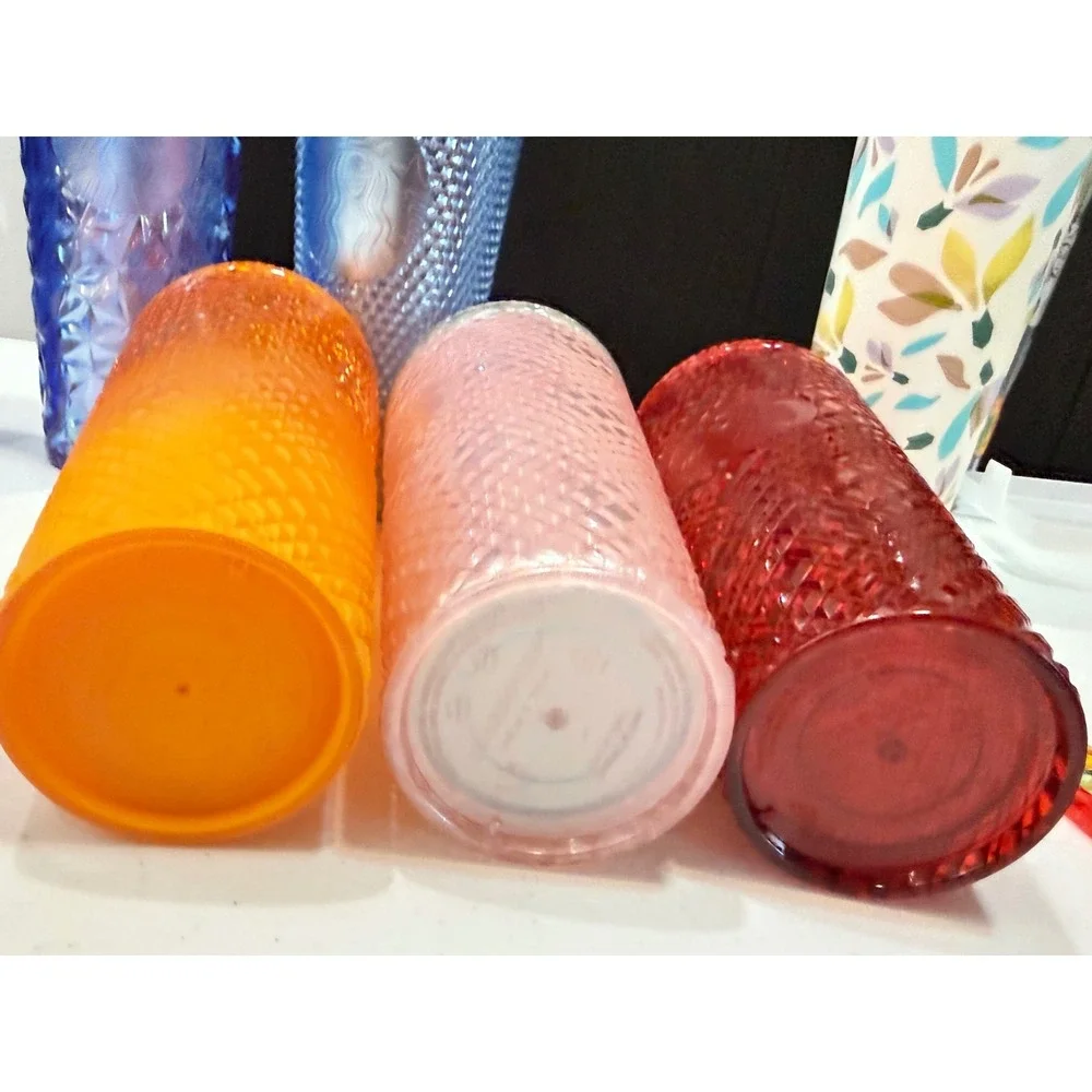 Starbucks Jewel Tone Tumbler Lot 5 Ruby Mango Pink Purple Green 24 oz